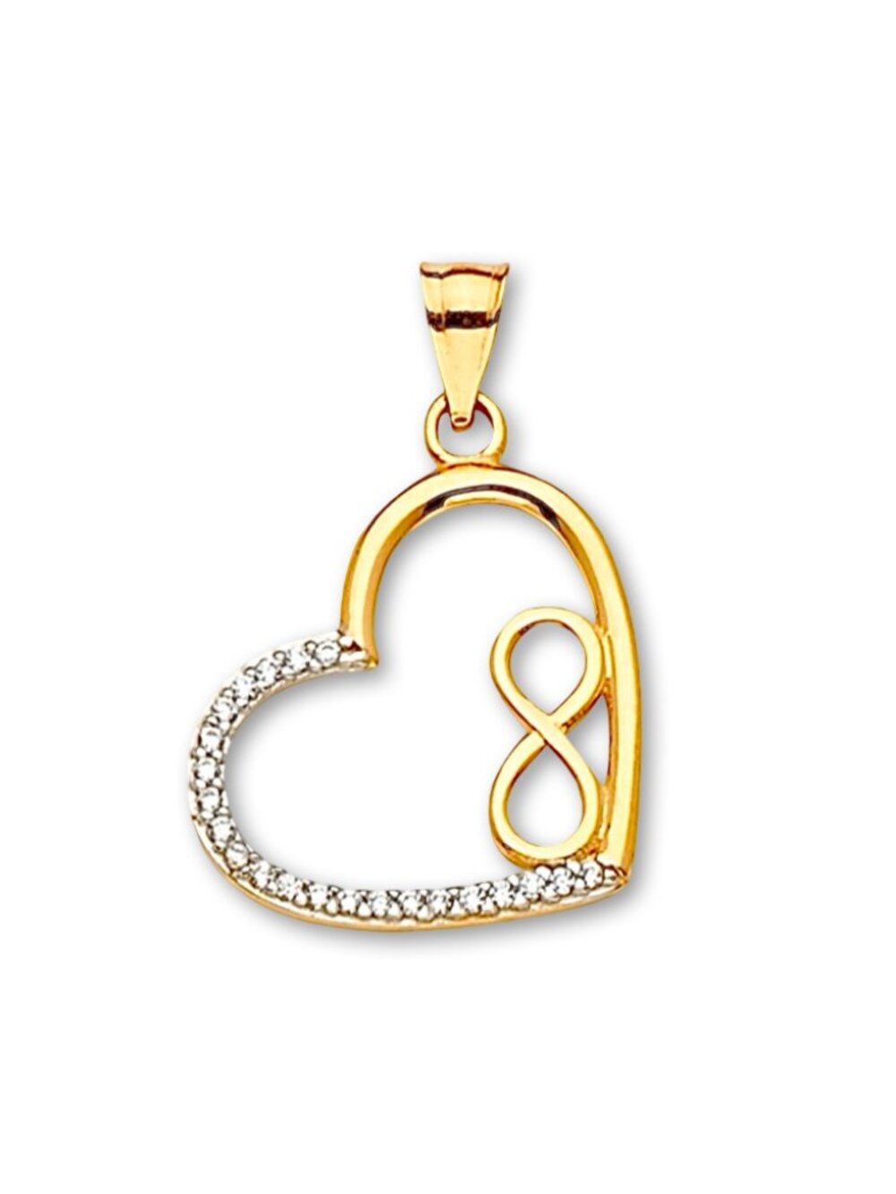 14K Gold CZ Heart Infinity Pendant | Love & Eternity Charm By Tehrani Jewelry
